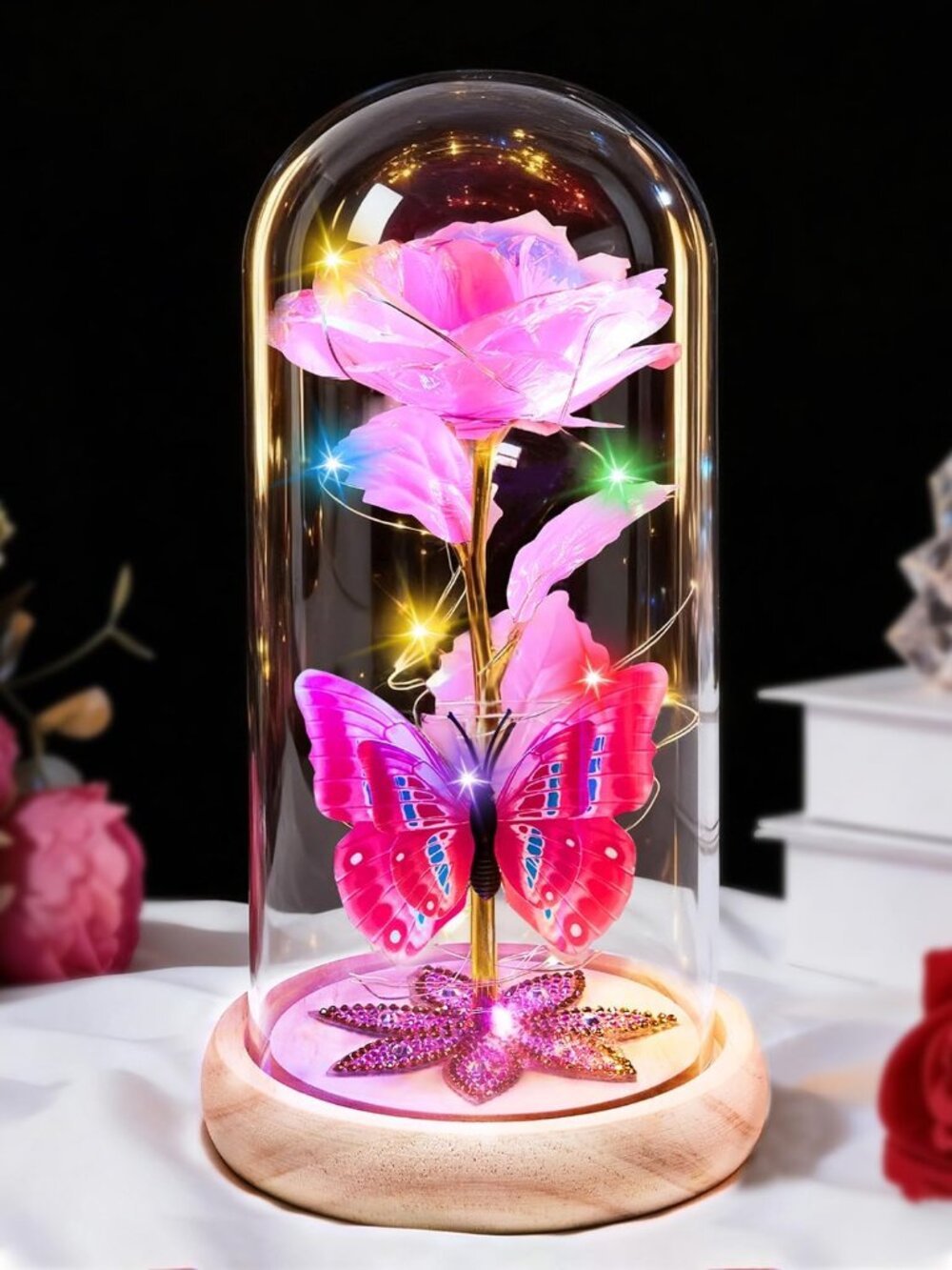 New Birthday Gifts for Women Galaxy Glass Rose Forever Preserved Flowers